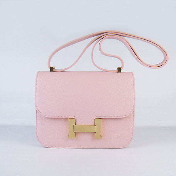 7A Hermes Oxhide Leather Message Bag Pink H017 - Click Image to Close